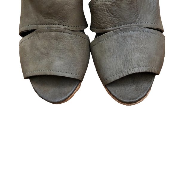 Free People Effie Leather Block Heel EU39 US9 Cutout Side Zip Gray - Picture 5 of 11